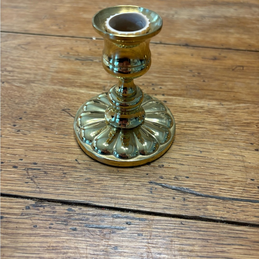 Vintage MCM USA Forged Baldwin Brass Candlestick Holder with Fluted Bottom